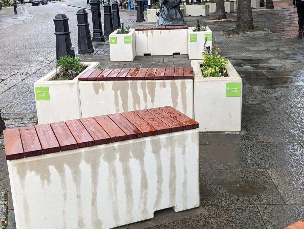 Planters near the Wolsey statue