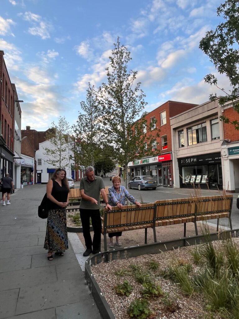 Faye Harburt (L), Richard Bloomfield and Liz Harsant in Queen Street, Ipswich