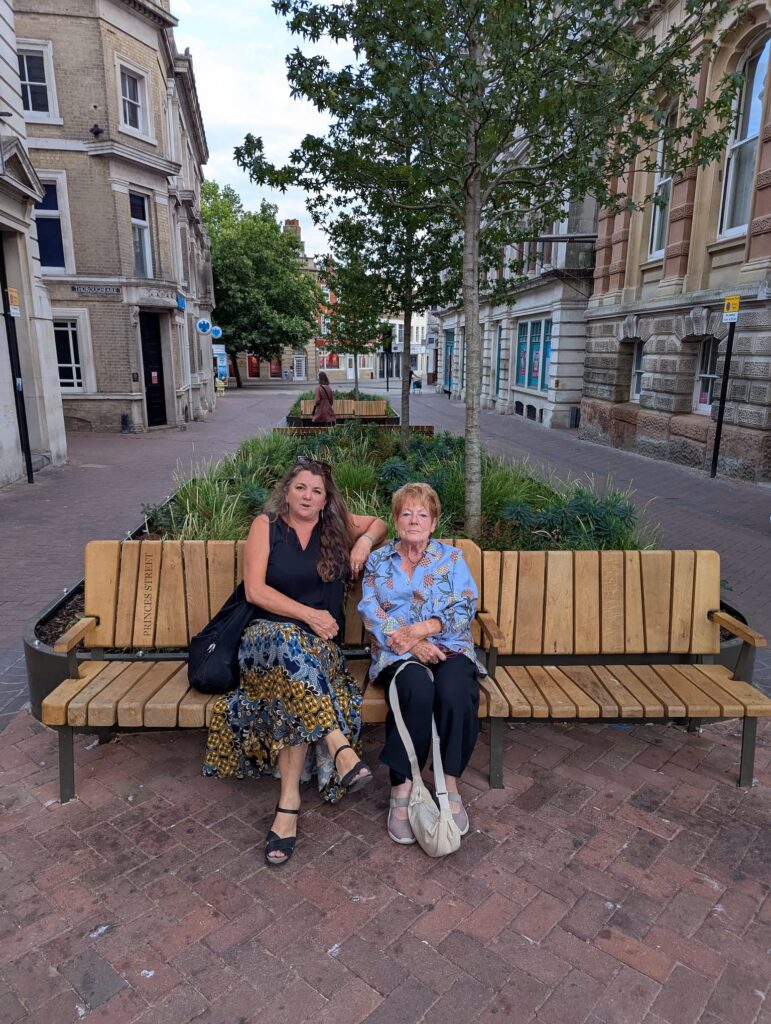 Faye Harburt (L) and Liz Harsant in Queen Street